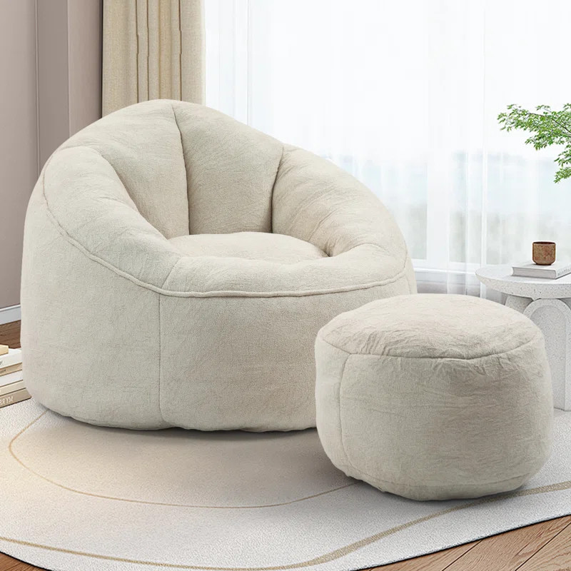Trule Standard Bean Bag chair with Supportive Ottoman Soft Fabric Sofa chair | Wayfair North America