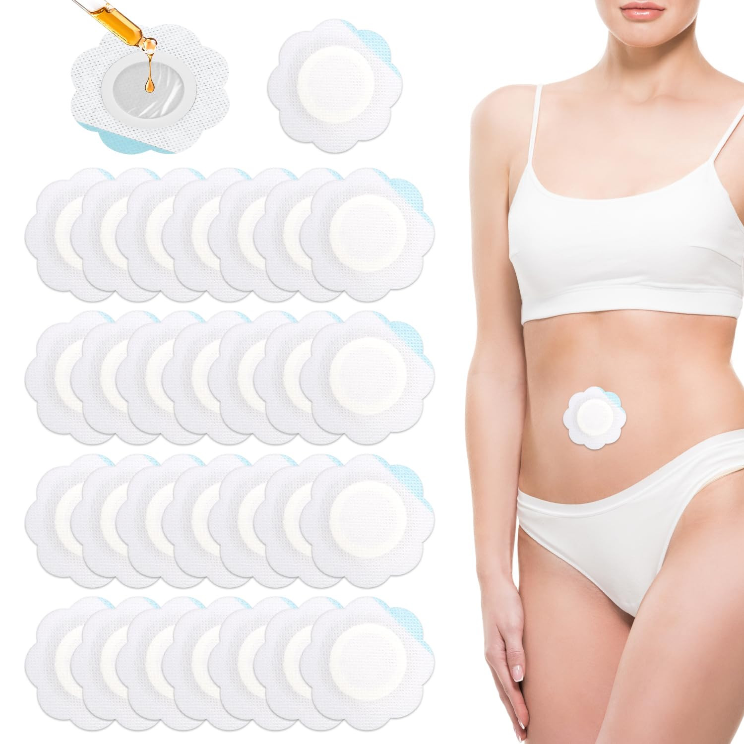 30pcs Castor Oil Pack Wrap for Belly Button, Self-Adhesive Disposable Castor Oil Belly Button Wra... | Amazon (US)