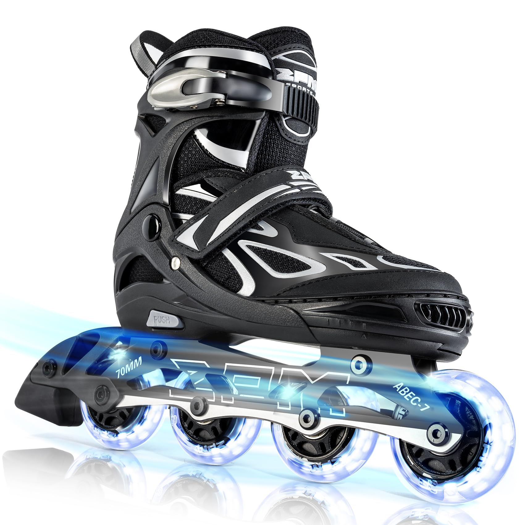 2PM SPORTS Vinal Girls Adjustable Flashing Inline Skates, All Wheels Light Up, Fun Illuminating S... | Amazon (US)