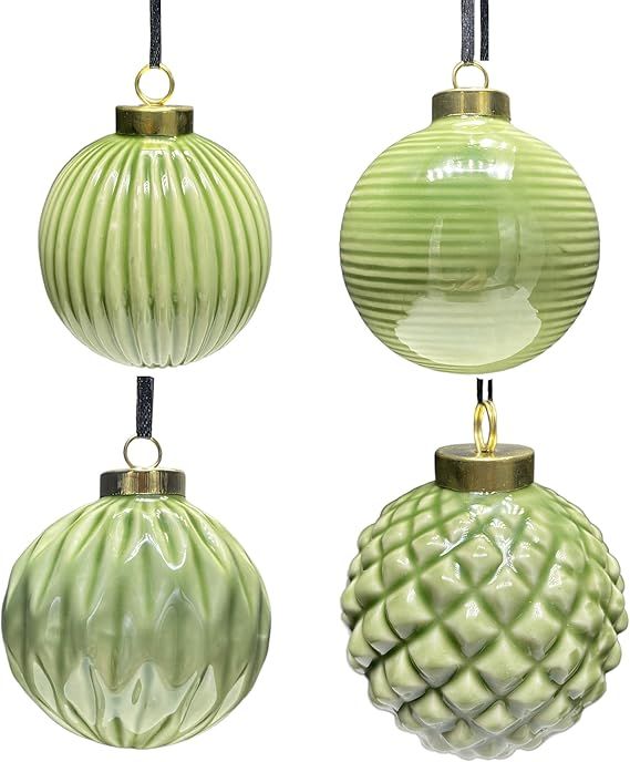 Christmas Ball Ornaments, Farmhouse Vintage Ceramic Ball Ornament, Outdoor Christmas Hanging Art ... | Amazon (US)