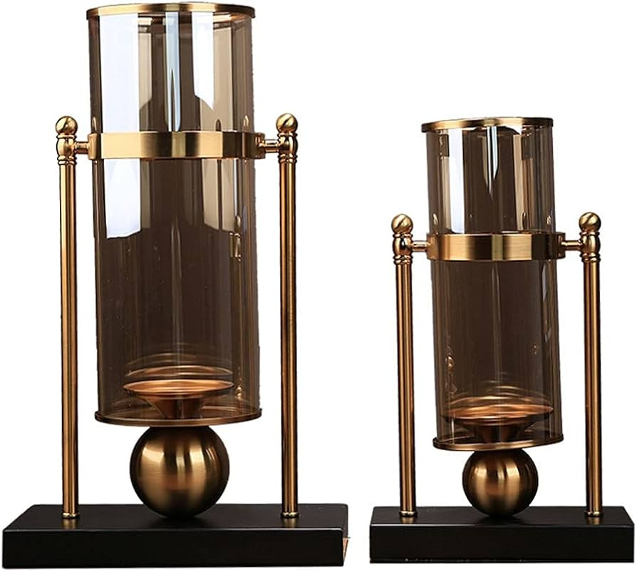 Candlestick Holder Candle Holder Candelabra Candle Holder Vintage Metal Candlestick with Glass Sc... | Amazon (US)