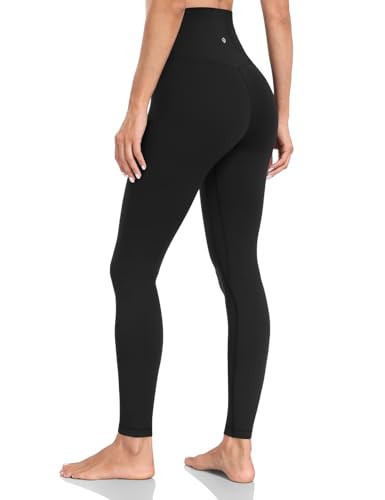 HeyNuts Yoga Pro Full Length Yoga Leggings for Women, Buttery Soft High Waisted Compression Workout Lounge Yoga Pants 28" Black L(12) | Amazon (US)