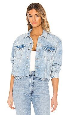 Free People Amelia Slouchy Trucker Jacket in Washed Denim from Revolve.com | Revolve Clothing (Global)