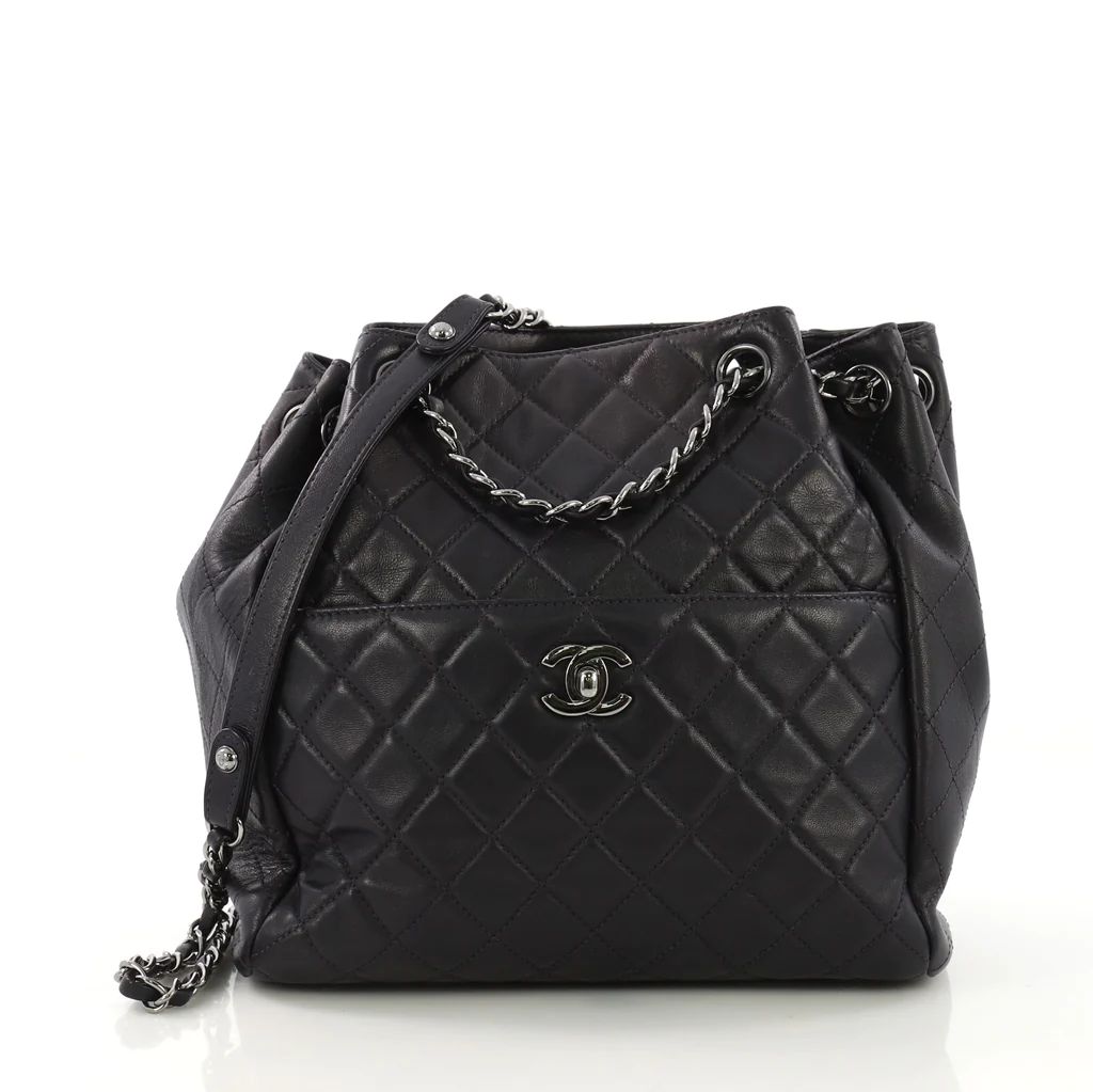 Chanel Drawstring CC Lock Bucket Bag Quilted Lambskin Small 4056856 | Rebag