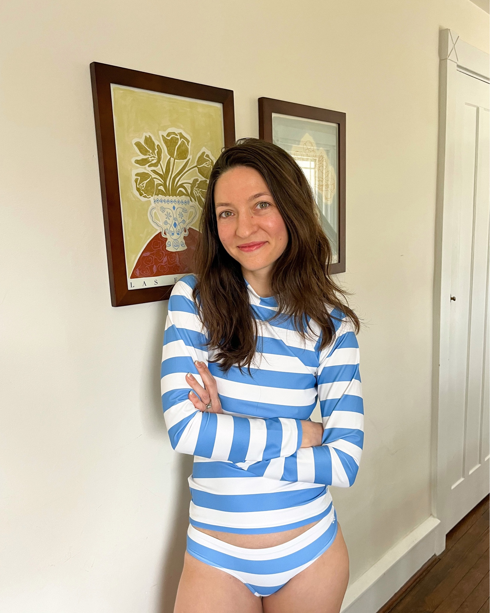 Getting out of my comfort zone to try on this swimsuit from @albionfit & I love it! The top fits tts & I went down a size in the bottoms & it fits but think I also could have stuck to my regular size & it would have worked, too. It’s one of those suits that is equal parts cute & practical & I can’t wait to truly put it to the test when we open our pool! I’m picturing wearing it with a big sun hat & a pretty sarong ☀️ #gifted #Albionfit 

#LTKswim #LTKSeasonal