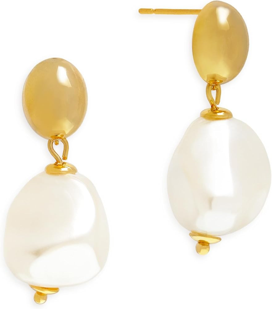 Jean Beau Pearl Flower Leaf Stud Earrings for Women Statement Cluster CZ Pearls Earring Gold Plat... | Amazon (US)