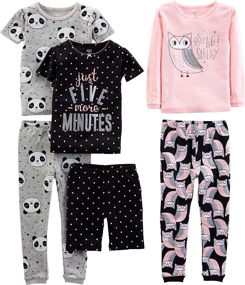 Simple Joys by Carter's Girls' 6-Piece Snug Fit Cotton Pajama Set | Amazon (US)