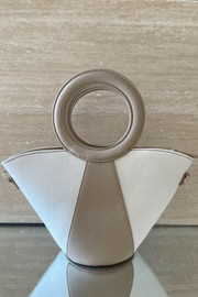 Adria Linen And Faux Leather Handbag - Natural | MESHKI US