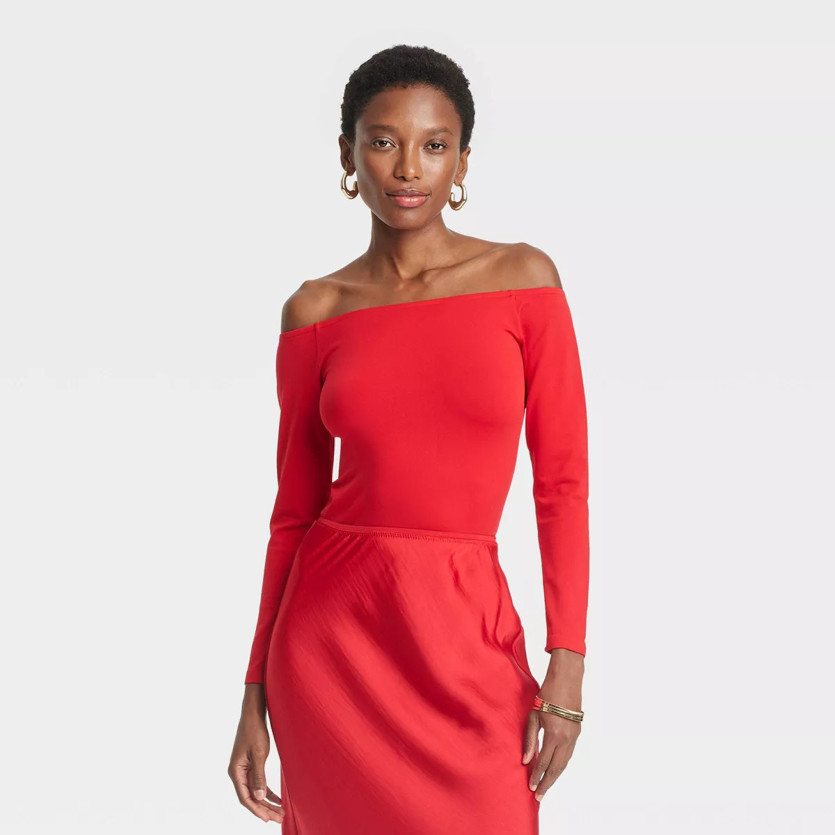 Women's Seamless Long Sleeve Off the Shoulder T-Shirt - A New Day™ | Target