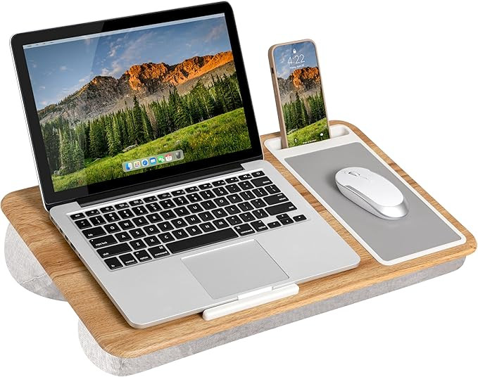 LAPGEAR Home Office Lap Desk with Device Ledge, Mouse Pad, and Phone Holder - Oak Woodgrain - Fit... | Amazon (US)