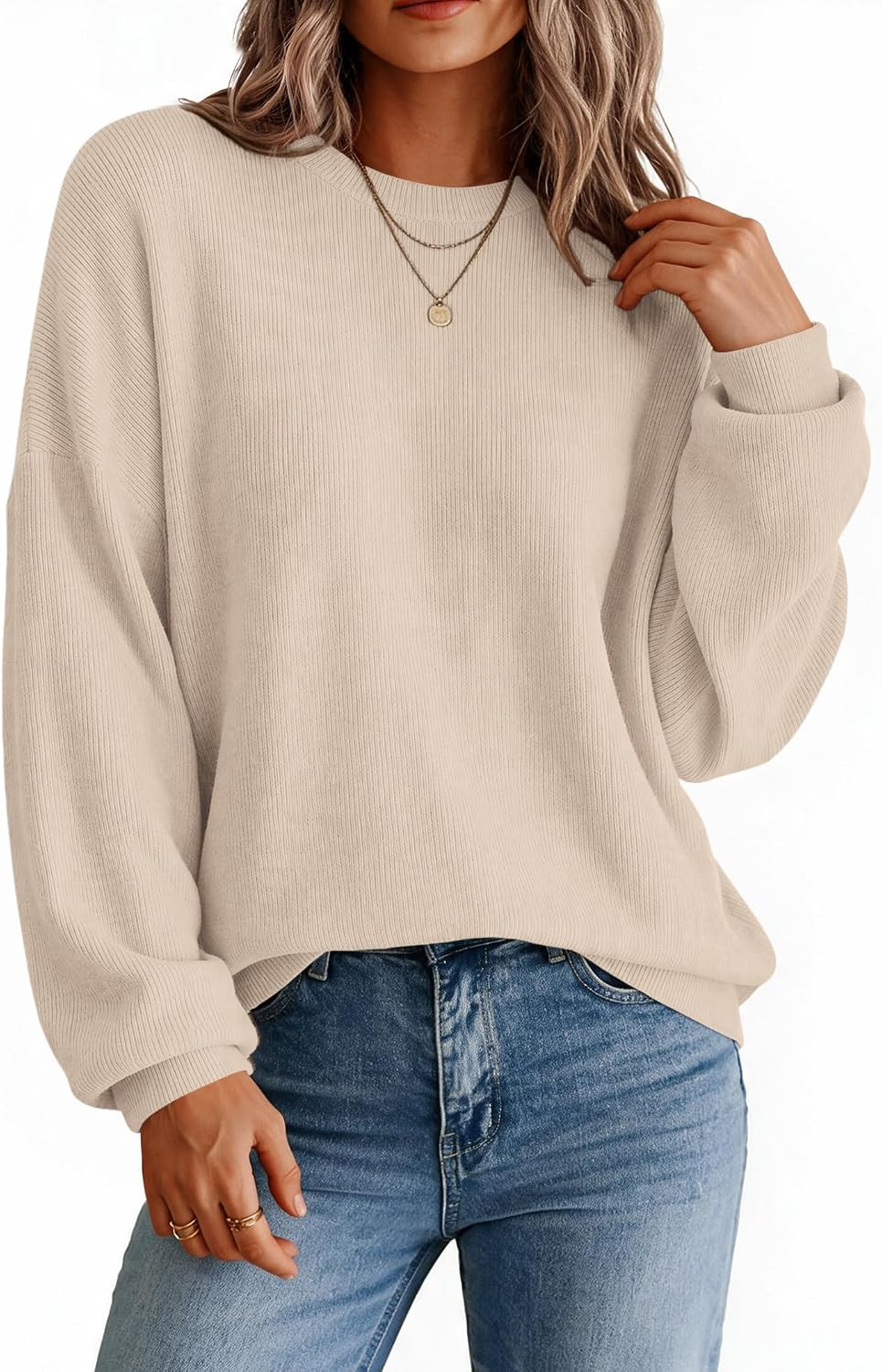 Zeagoo Oversized Sweater for Women 2026 Crewneck Long Sleeve Fall Clothes | Amazon (US)