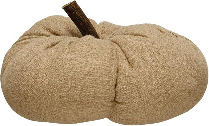 Creative Co-Op 7-3/4" Round x 5-1/4"H Fabric Pumpkin w/ Wood Stem, Nutmeg Color | Amazon (US)