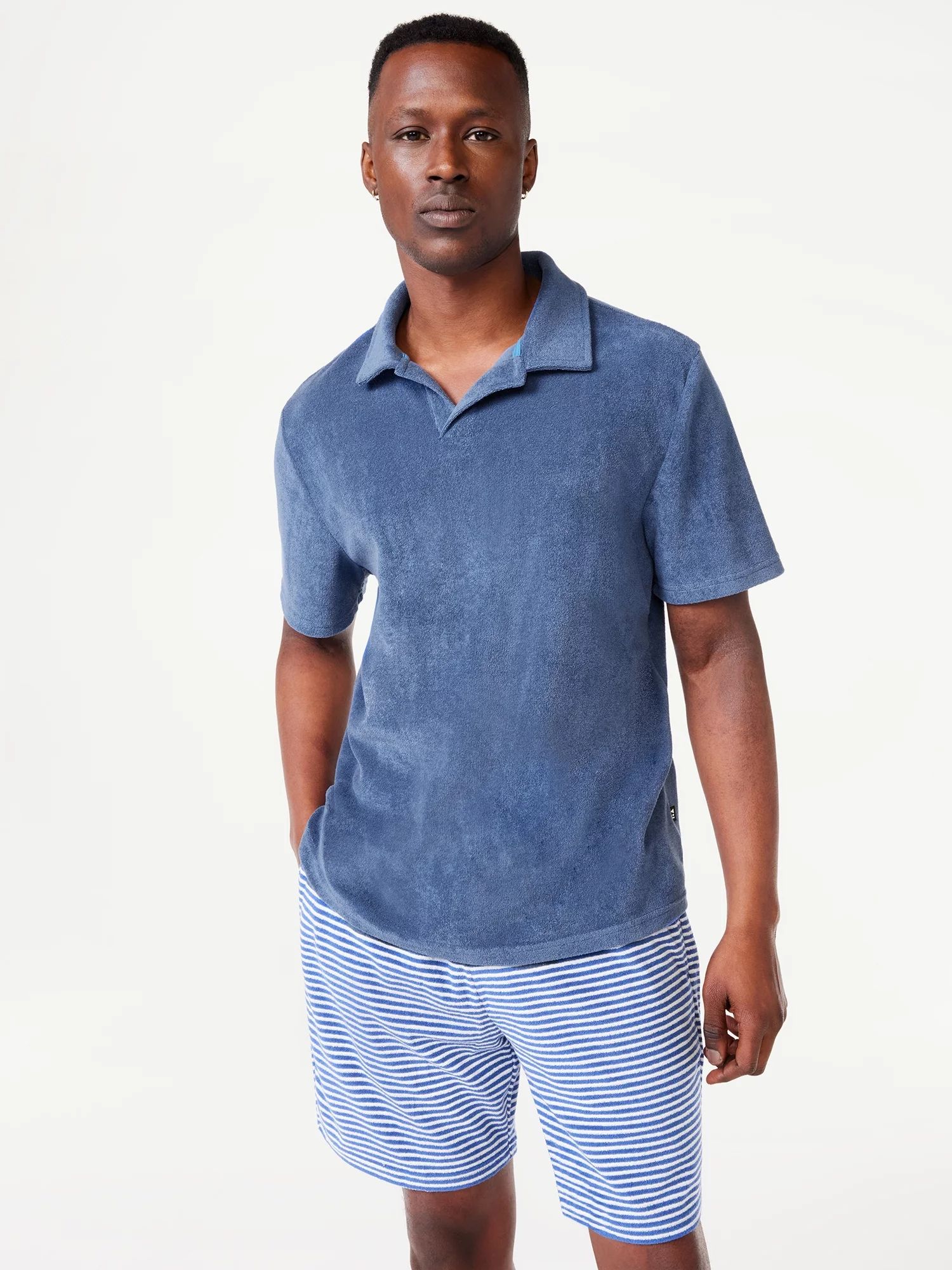 Free Assembly Men's Towel Terry Polo Shirt with Short Sleeves | Walmart (US)
