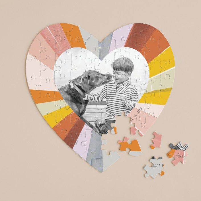 "Groovy Kind of Love" - Customizable 60-piece Custom Heart Puzzle by Baumbirdy. | Minted