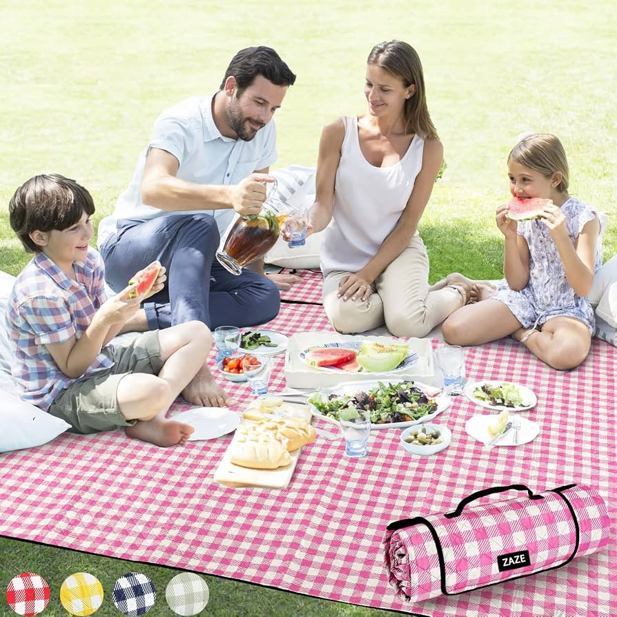 ZAZE Picnic Blanket Waterproof Sandproof, 80''x80'' 3-Layer Cute Compact Extra Large Machine Wash... | Amazon (US)