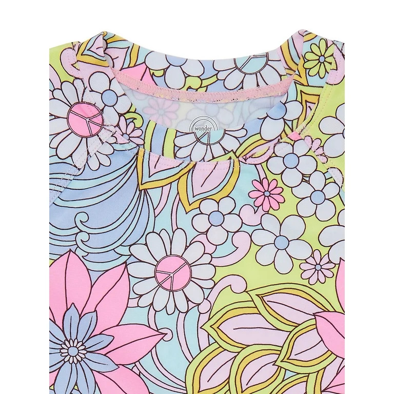 Wonder Nation Baby and Toddler Girl Rashguard Swimsuit, 2-Piece, Sizes 12M-5T | Walmart (US)