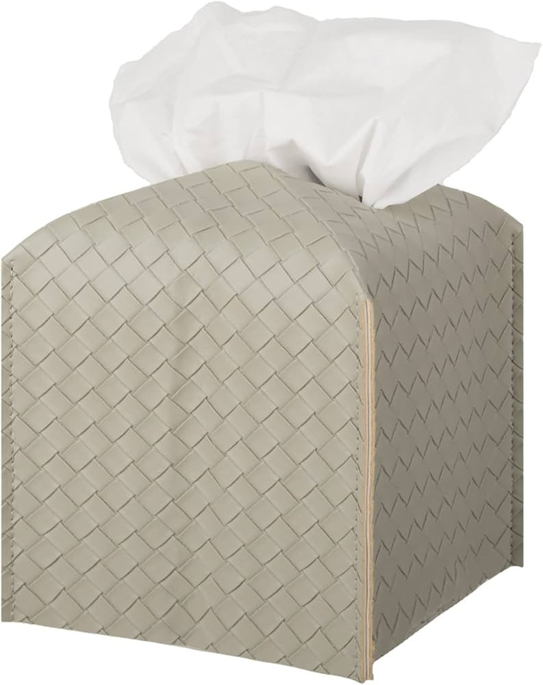 Tissue Box Cover PU Leather Tissue Holder Square Facial Tissue Case Facial Paper Organizer Dispen... | Amazon (US)