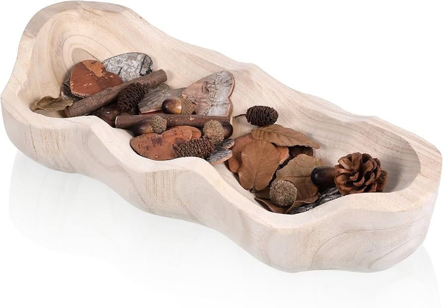 Wavy Live Edge Dough Bowl, 16 Inch Handmade Wooden Fruit Bowls Decorative Bread Bowls Wood Hand C... | Amazon (US)