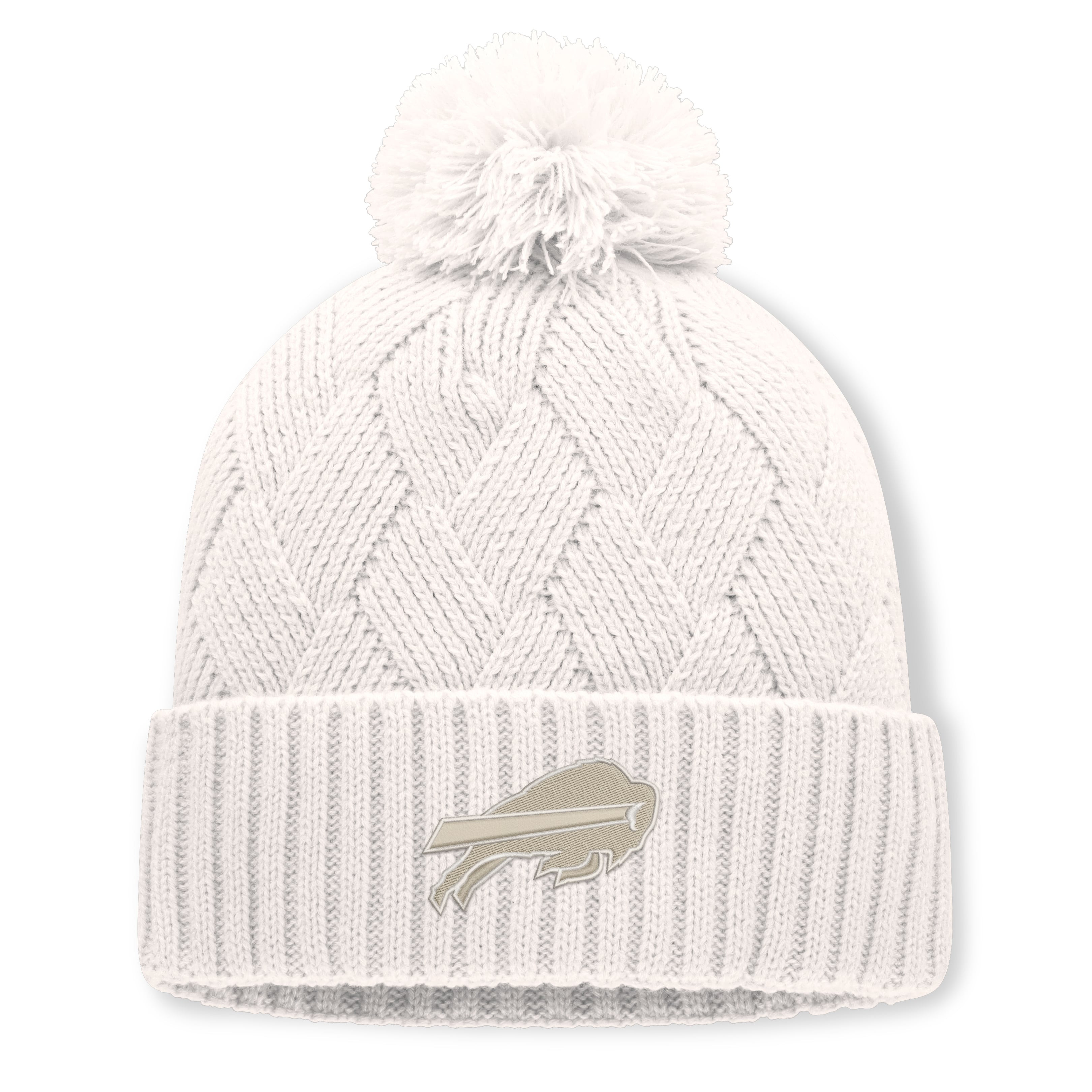 Women's Fanatics  Cream Buffalo Bills Shift Cuffed Knit Hat with Pom | Fanatics