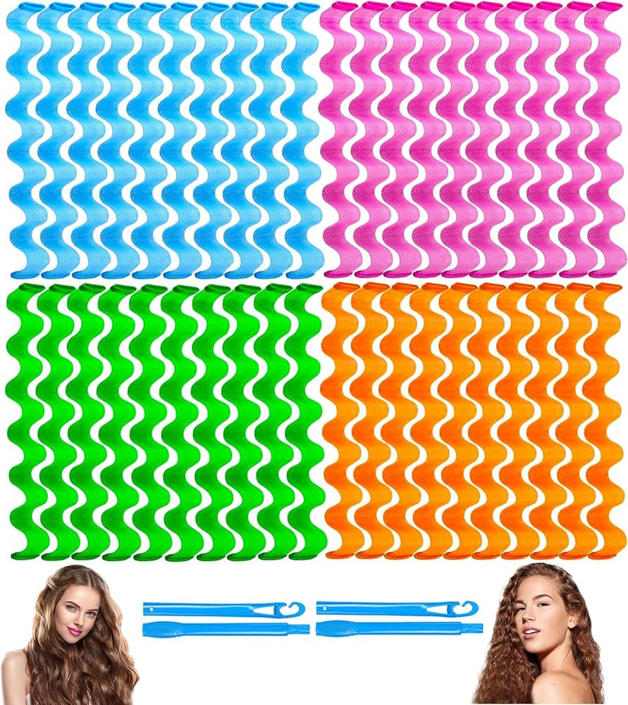 42 Pieces Heatless Waves Hair Curler, No Heat Damage Wavy Hair Curlers with 2 Sets of Styling Hoo... | Amazon (US)