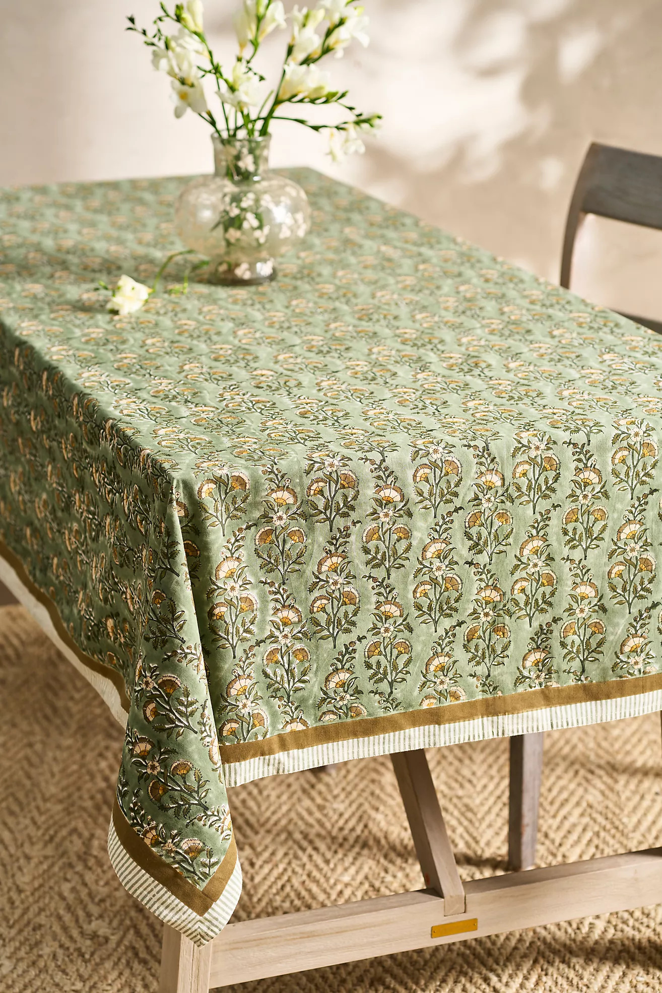 Calla Cotton Tablecloth, Sage | Anthropologie (US)