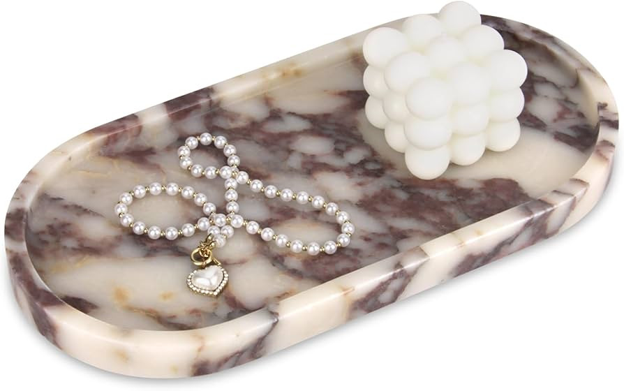Calacatta Viola Marble Tray, Oval Natural Luxury Marble Home Kitchen Bathroom Vanity Table Tray, ... | Amazon (UK)