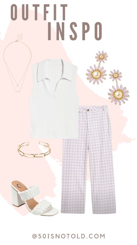Outfit Idea for Spring | Gingham Pants | Collared Tank | Kendra Scott Earrings | Gold Jewelry | Office Outfit | Work Outfit 

#LTKworkwear #LTKstyletip #LTKshoecrush