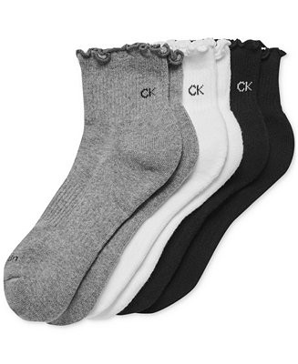 Women's 3-Pk. Ruffled Quarter Performance Socks | Macy's