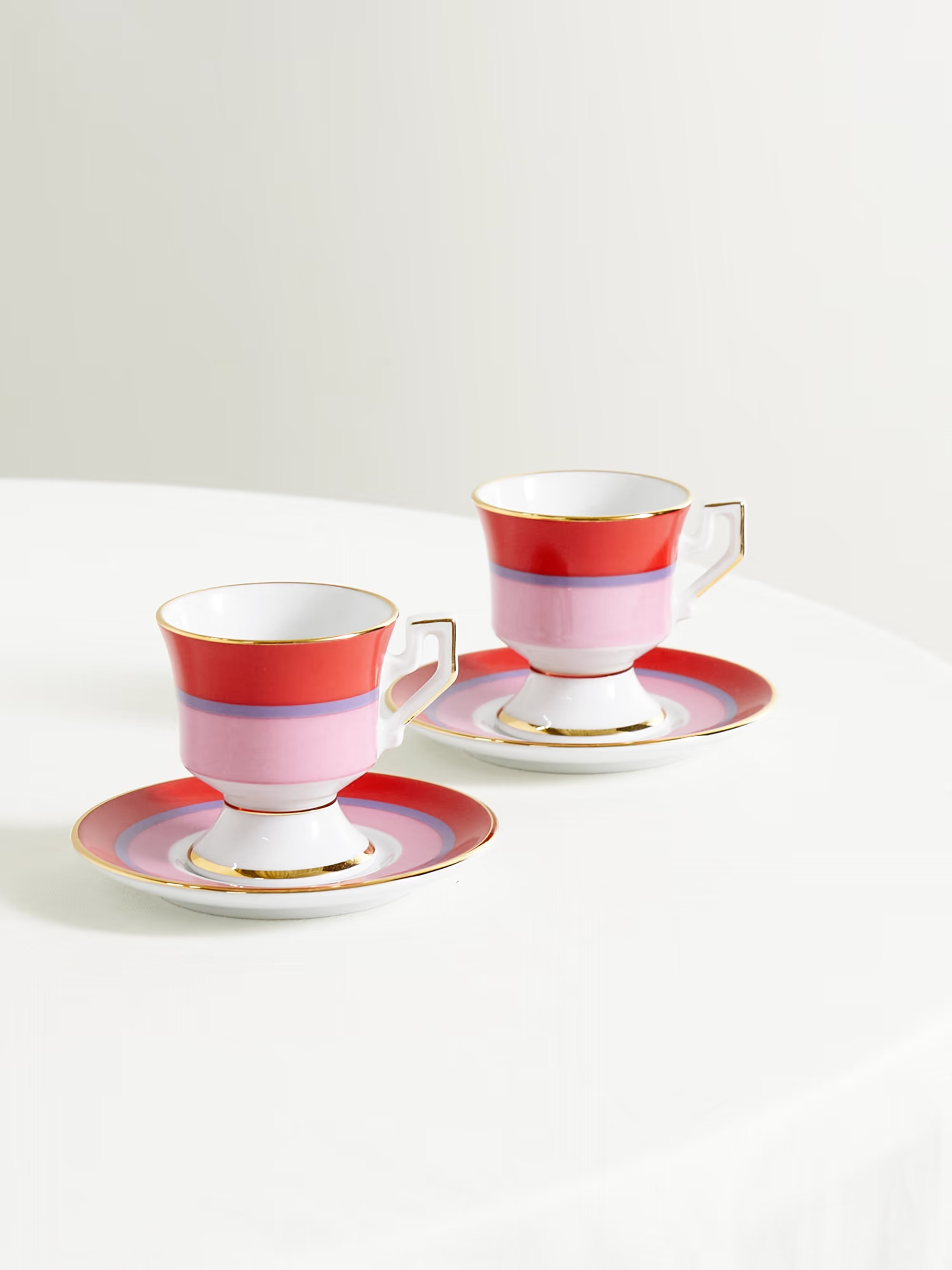 Set of two gold-plated porcelain espresso cups and saucers | NET-A-PORTER (US)