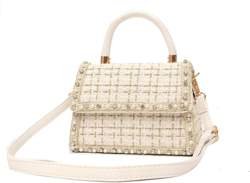 Crossbody Shoulder Bag for Women, Fashion Tweed Top-Handle Small Purses Handbags Evening Bag Satc... | Amazon (US)