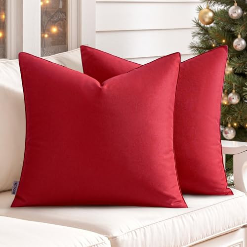 MIULEE Pack of 2 Decorative Outdoor Waterproof Wine Red Pillow Covers Garden Cushion Sham Christmas Throw Pillowcase Shell for Spring Patio Tent Couch 18x18 Inch Wine Red | Amazon (US)