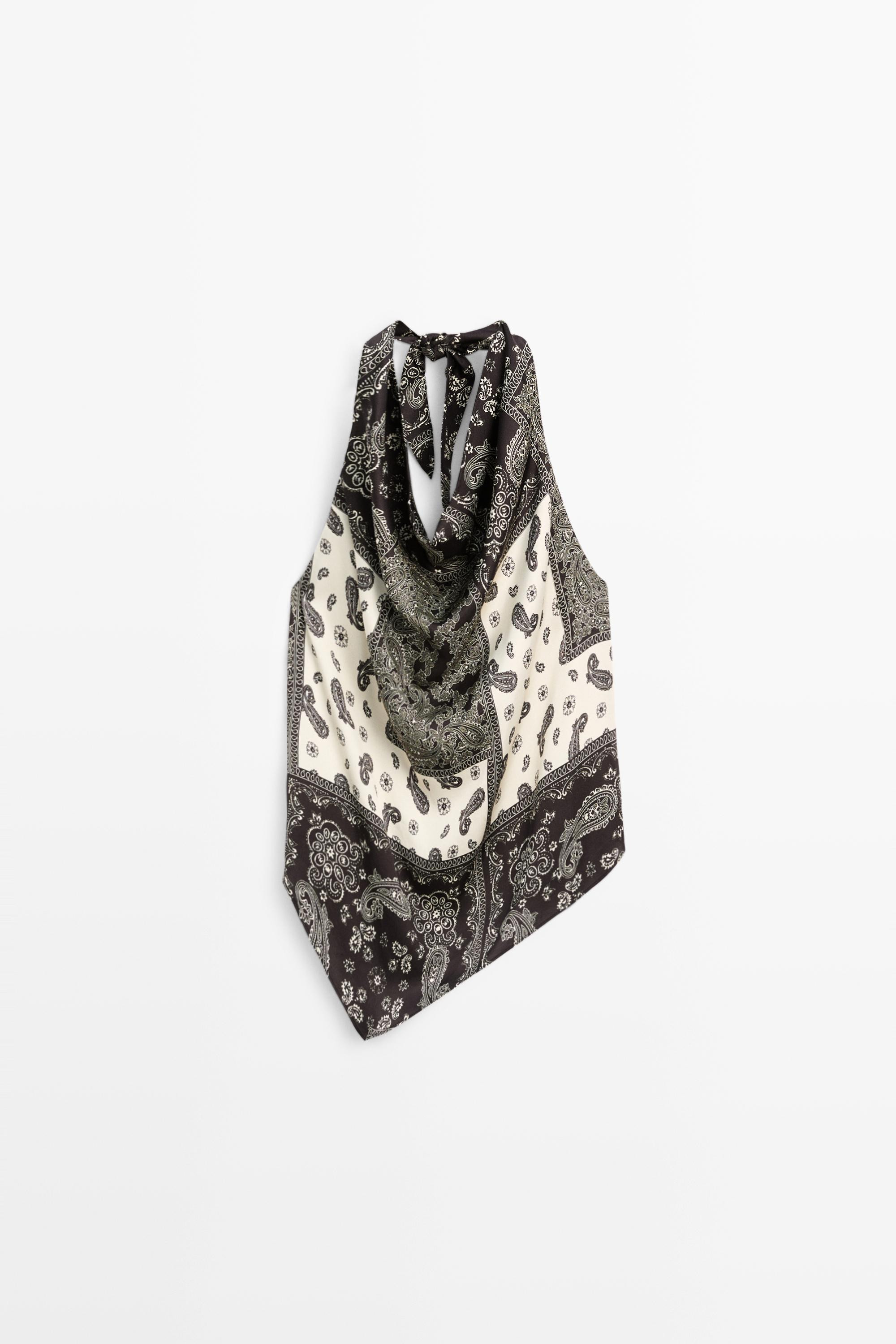 Flowing printed halter top | Massimo Dutti US