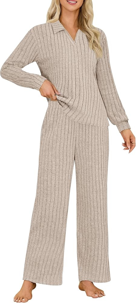 Blooming Jelly Womens Lounge Sets Long Sleeve Fall Pajama Sets Casual Matching 2 Piece PJ | Amazon (US)