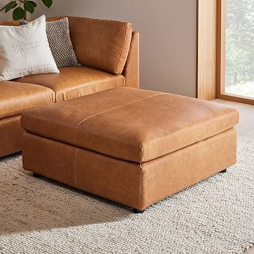 Marin Leather Ottoman | West Elm (US)