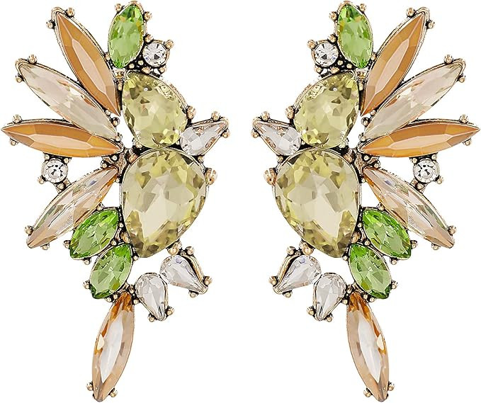 Fashion Statement Vintage Drop Dangle Earrings for Women Girls Green Crystal Earrings | Amazon (US)