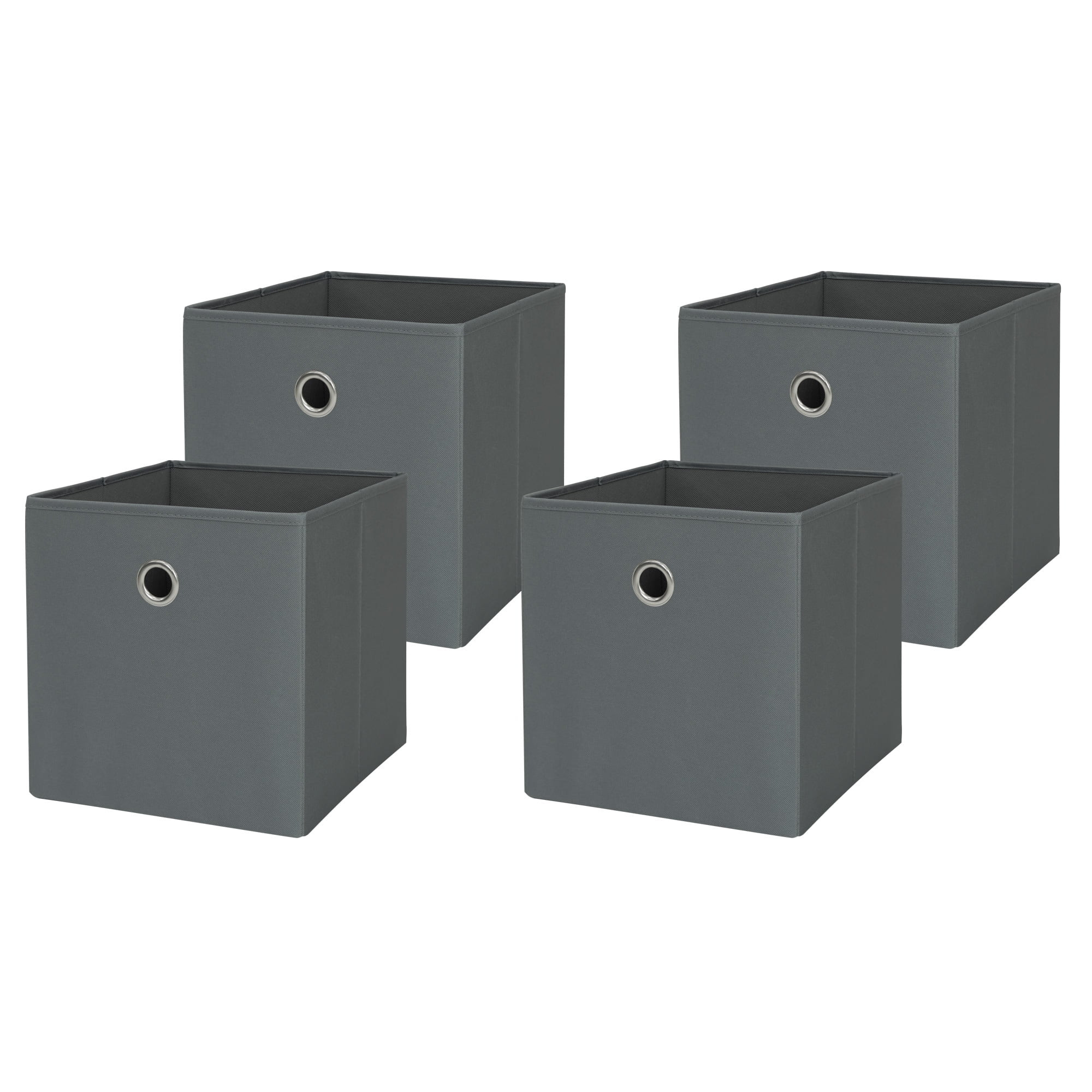 Mainstays Collapsible Fabric Cube Storage Bins (10.5" x 10.5"), Soothing Grey, 4 Pack - Walmart.c... | Walmart (US)