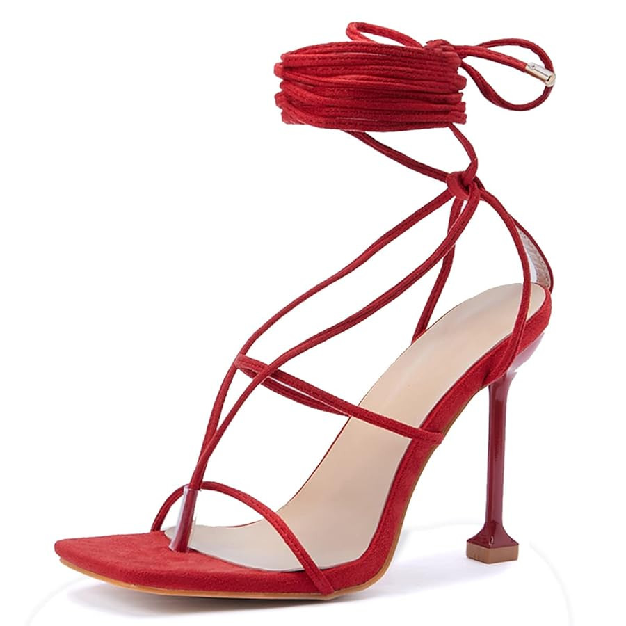 Fashion Women's Stiletto Heel Lace-up Sandals Gladiator Summer Shoes | Amazon (US)