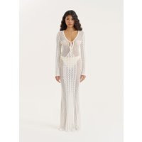 Cream Knit Panelled Crochet Maxi Dress- Chloe | 4th & Reckless