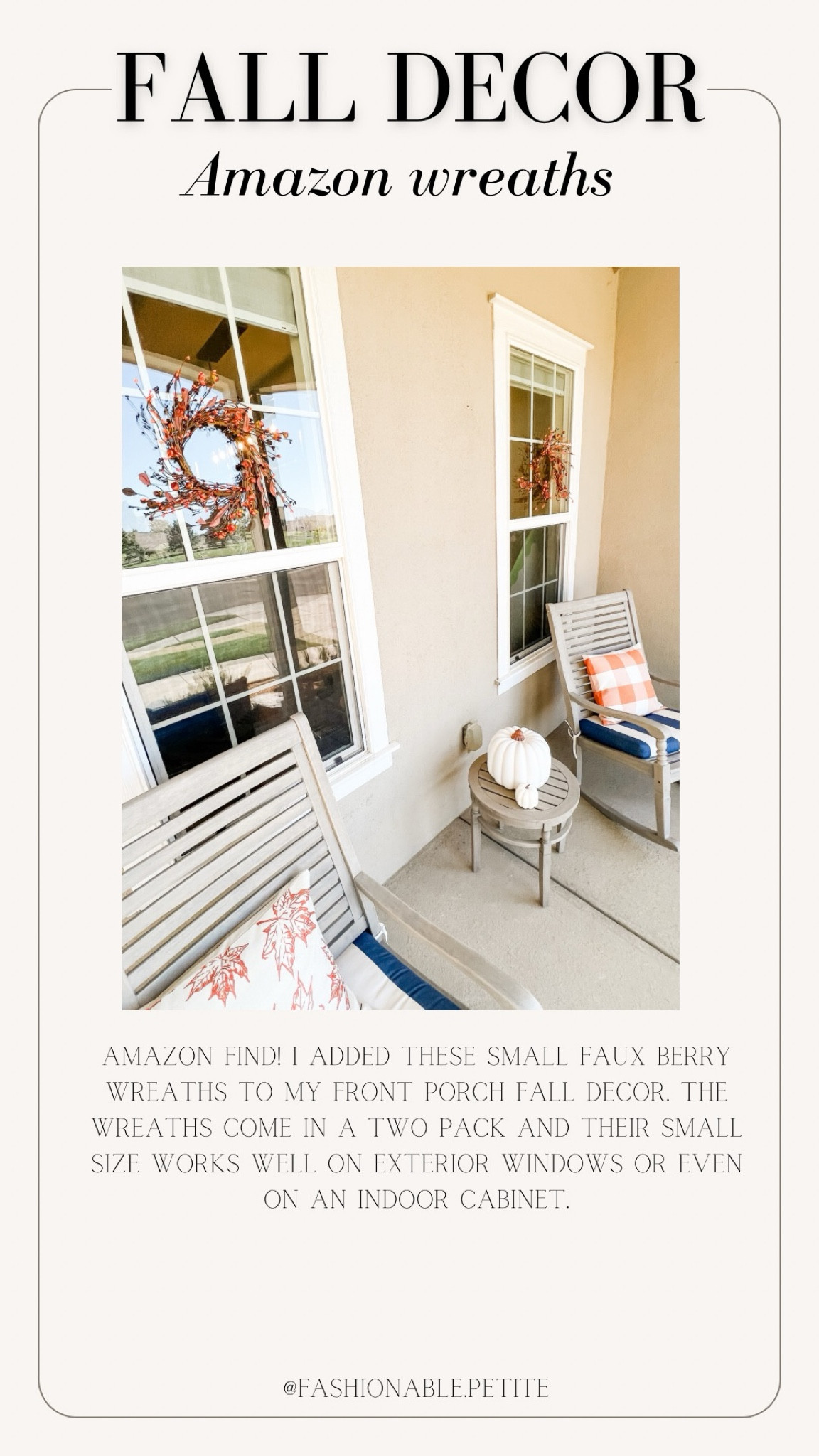 Added these two 12 inch wreaths to my fall front porch. The small size is great for windows. 
Fall decor. Front porch decor. Home decor. Amazon finds. Wreaths. 

#LTKHome #LTKFindsUnder50 #LTKSeasonal