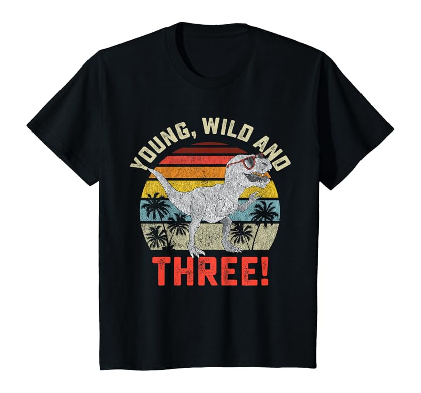 Kids Three Rex 3rd Birthday 3 Year Old Dinosaur Trex Rawr Boys T-Shirt | Amazon (US)