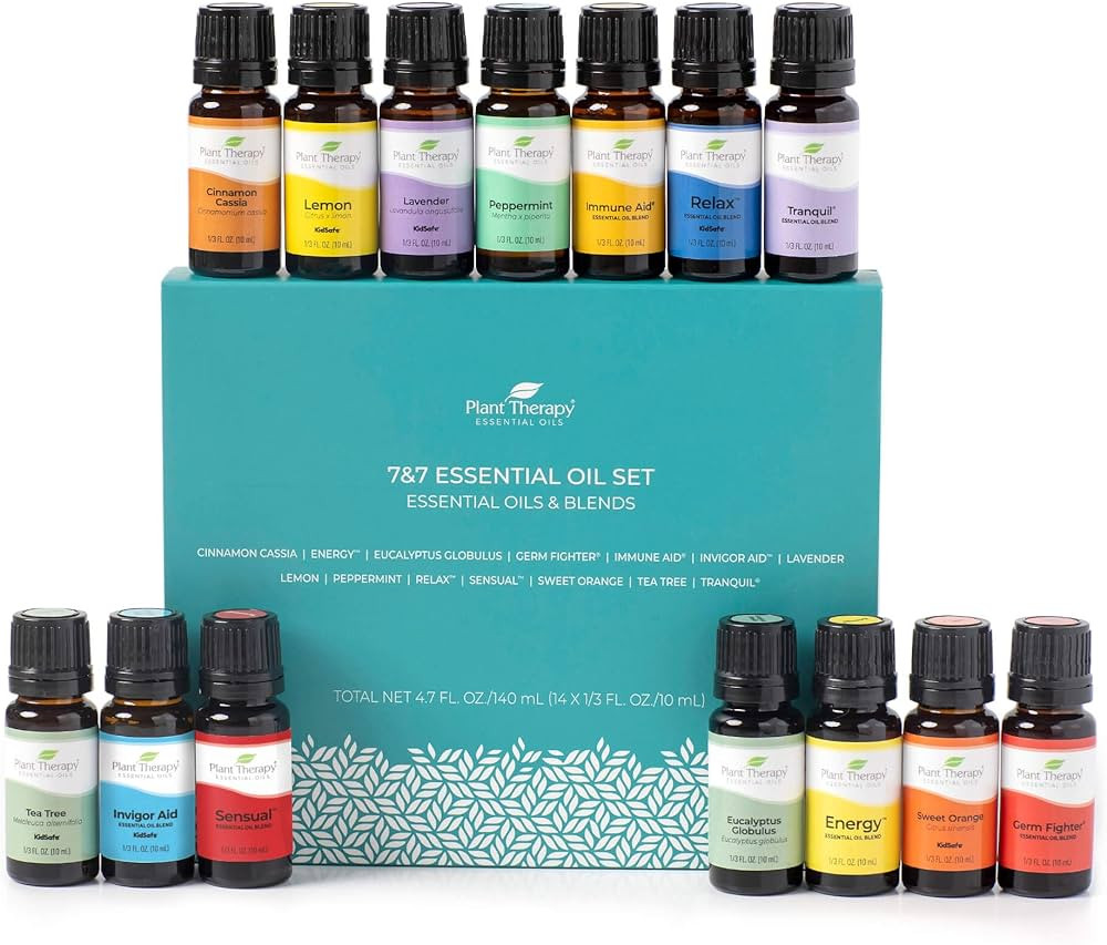 Plant Therapy 7 & 7 Essential Oils Set 7 Single Oils: Lavender, Peppermint & More, 7 Synergy Blen... | Amazon (US)