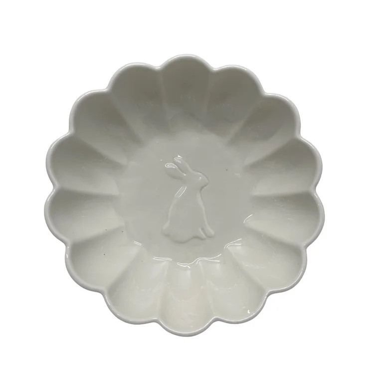 Embossed Bunny Stoneware Plate, White, 6", by My Texas House | Walmart (US)