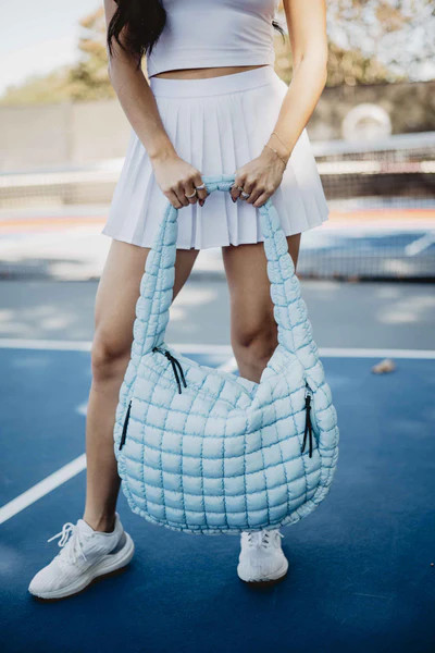 Light Blue Quilted Women's Tote Bag | Katydid.com