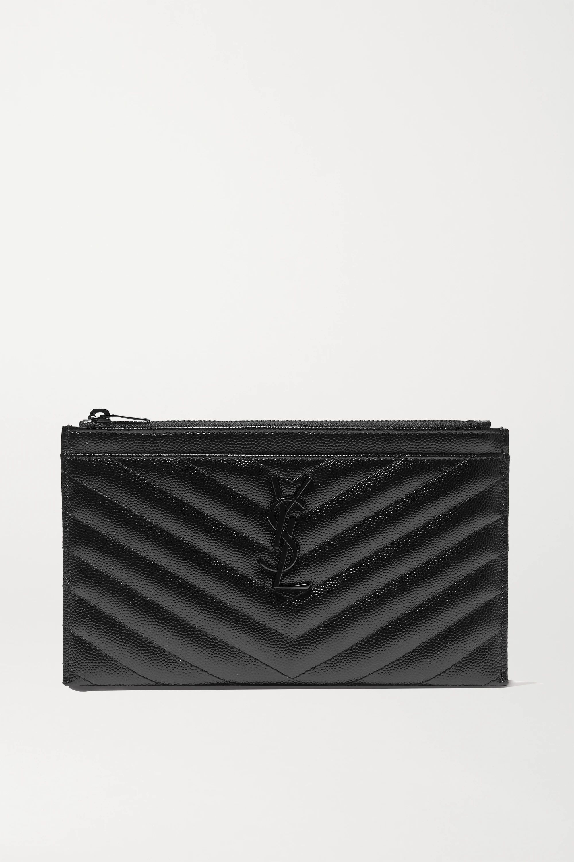 Black Monogramme quilted textured-leather pouch | SAINT LAURENT | NET-A-PORTER | NET-A-PORTER (UK & EU)