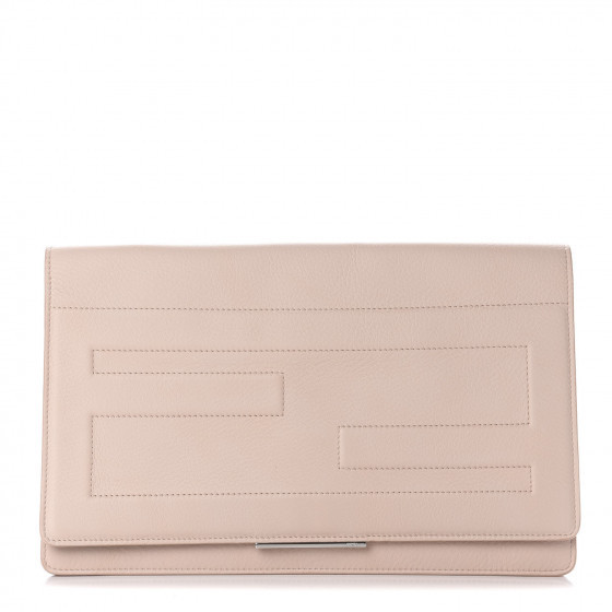 FENDI Calfskin Logo Clutch Camelia | Fashionphile