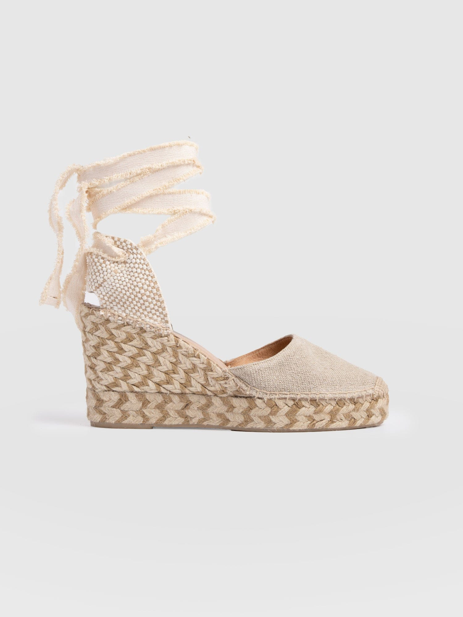 Rowe Espadrille Tie Wedges - Cream | Saint + Sofia