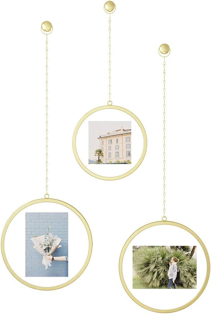 Umbra Fotochain 4x4 and 4x6 Picture Frame and Wall Decor Set for Photos, Matte Brass | Amazon (US)