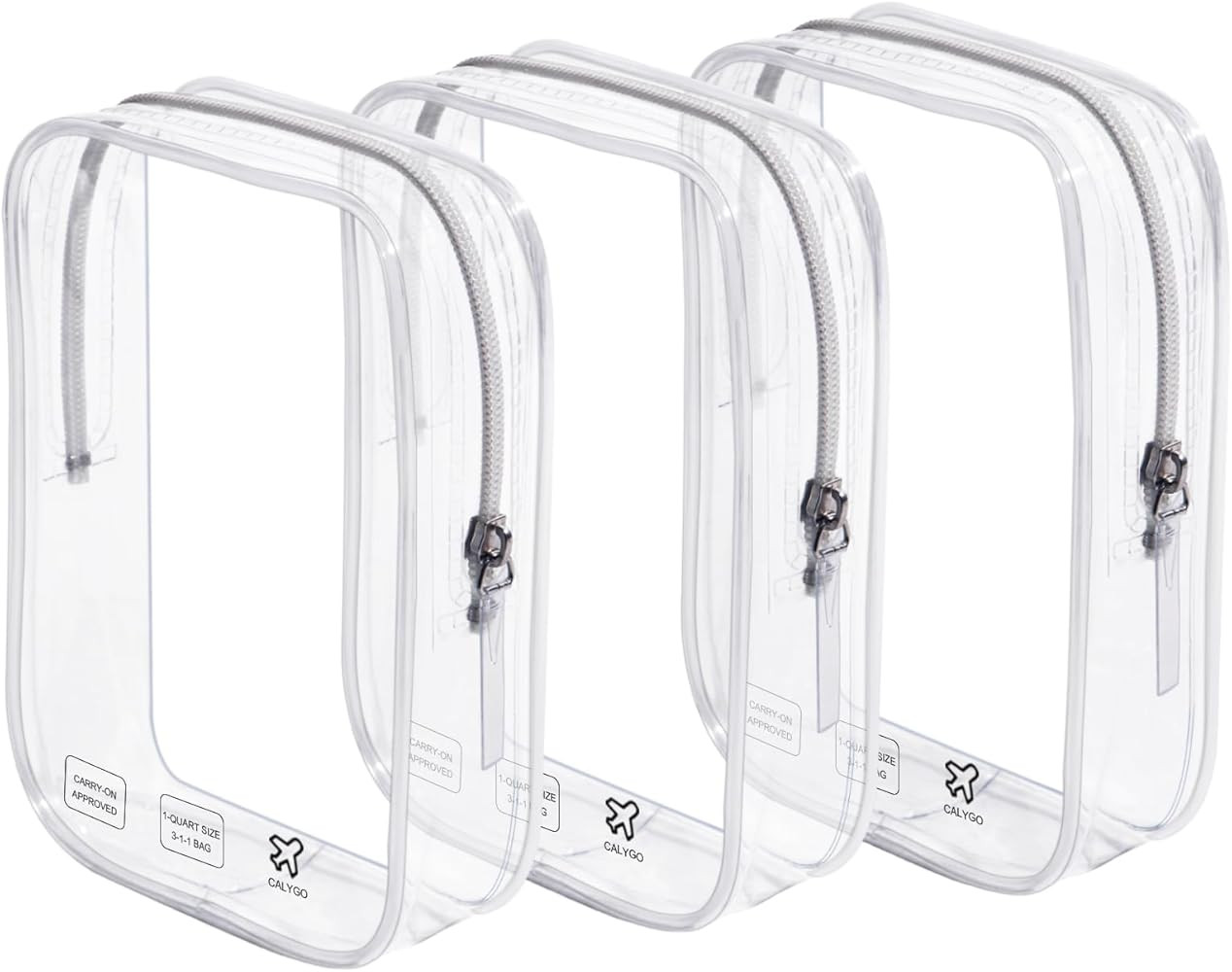 3 Packing Clear Zipper Pouches Travel Bags for Toiletries 1 Quart size Travel Bag TSA Approved To... | Amazon (US)