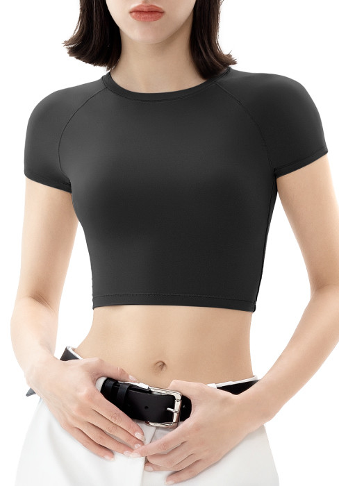 PUMIEY Women's Scoop Neck Short Sleeve T Shirt Slim Fit Sexy Tops Smoke Cloud Collection | Amazon (US)