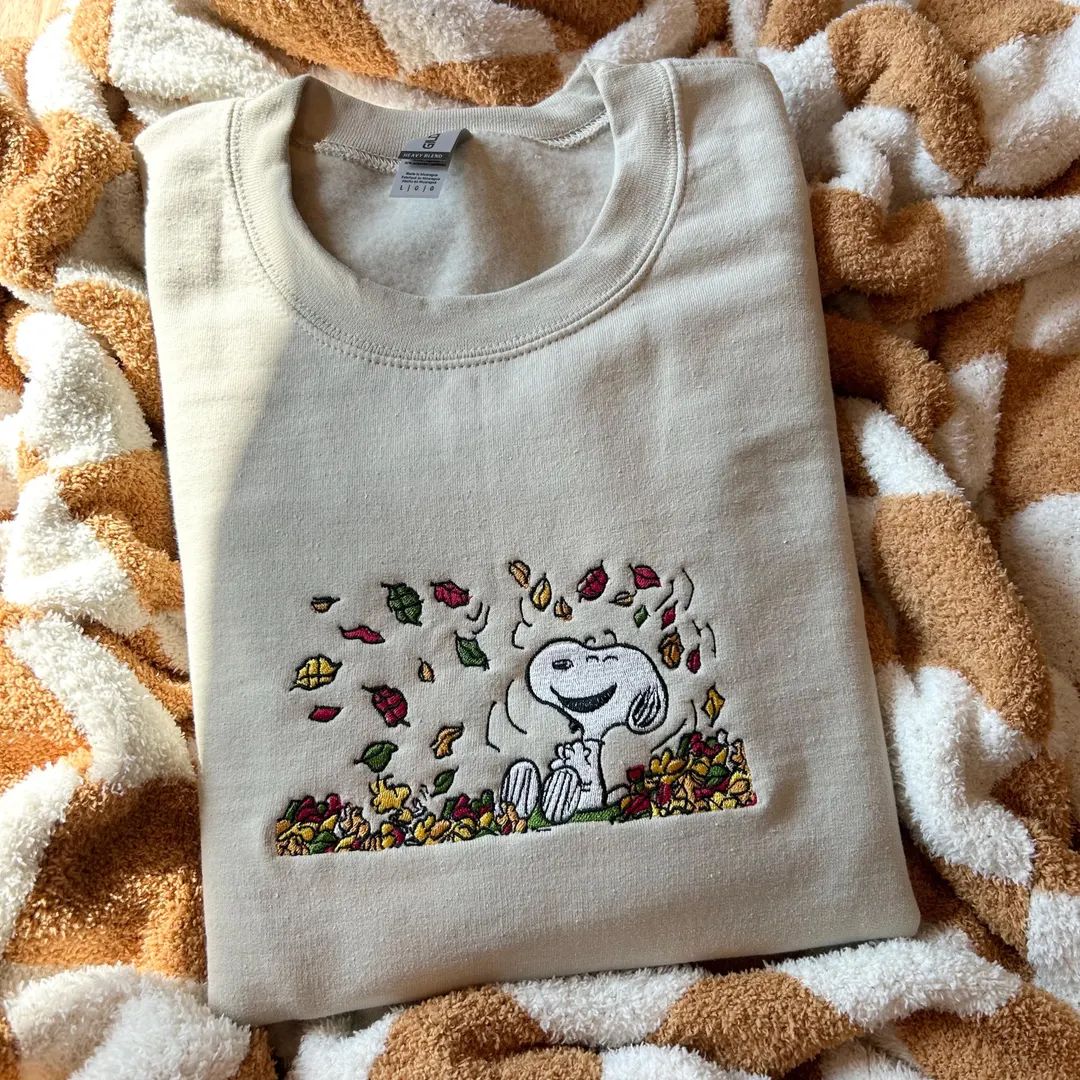 Snoopy Fall Embroidered Crewneck Snoopy Fall Snoopy Embroidery Snoopy Fall Crewneck Peanuts Fall ... | Etsy (US)